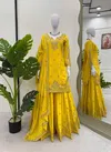 5852 By Jn Chinon Silk Top Plazo With Dupatta Thread With Sequnce Work Wholesale Suppliers In Mumbai